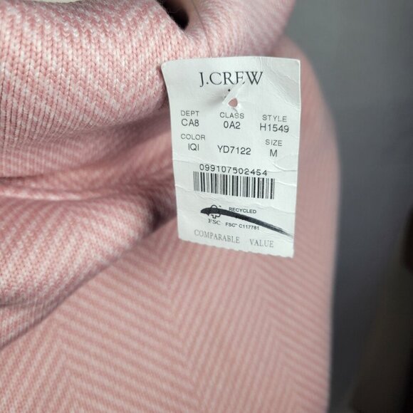 J.Crew Women Pink Glen Plaid Sophisticated Herringbone Cowl Pullover Size M - Picture 9 of 10
